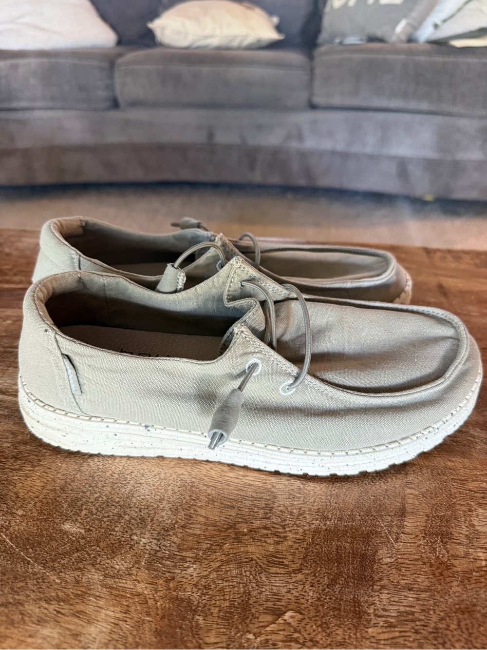 Hey Dude Women's Canvas Loafers in Light Taupe